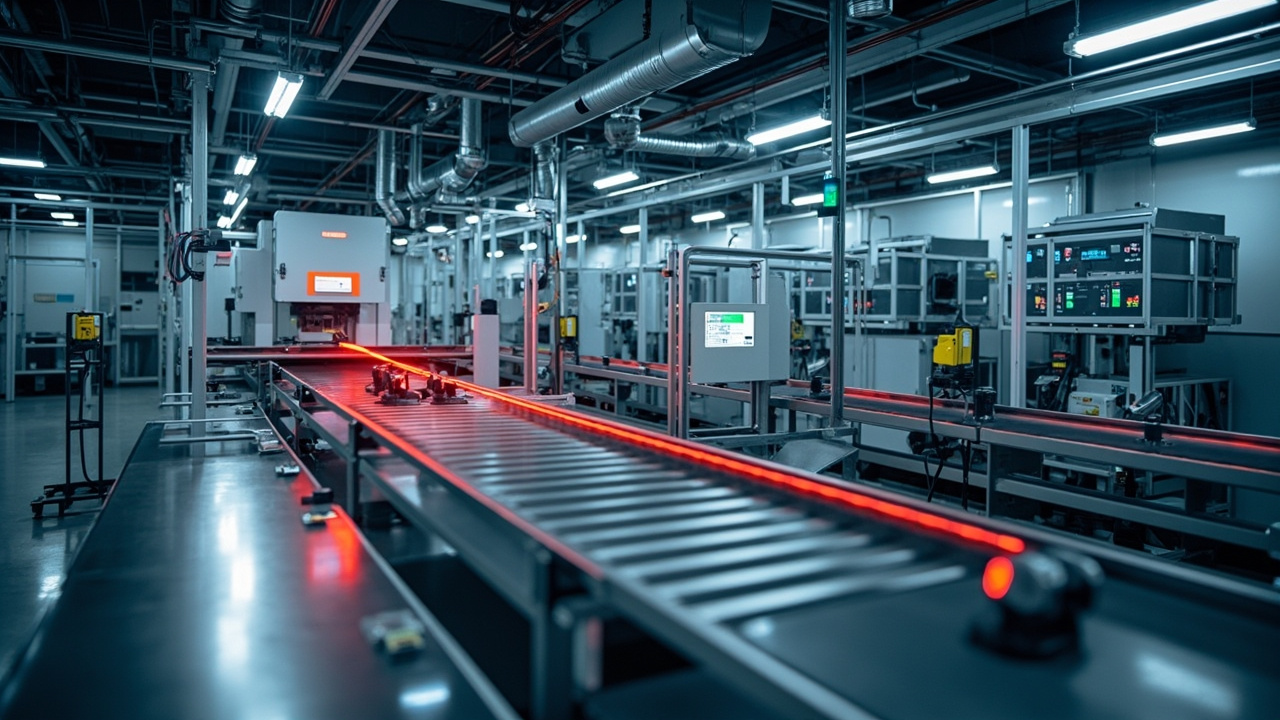 Integrated industrial automation solutions featuring Cognex vision systems, Omron PLCs, and Siemens control panels in a Mexican factory.