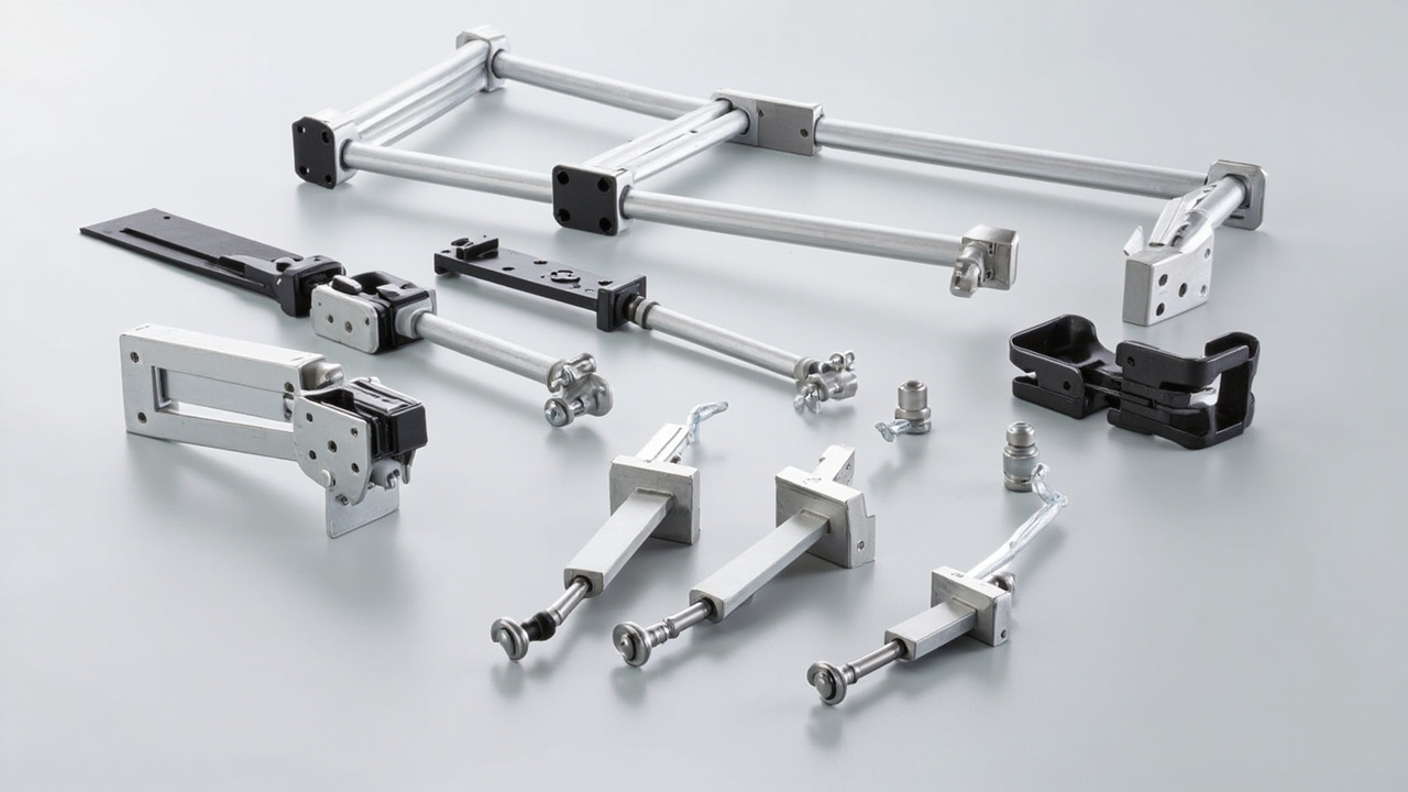 Collection of Swivellink flexible mounting brackets and positioning arms for industrial sensors and cameras