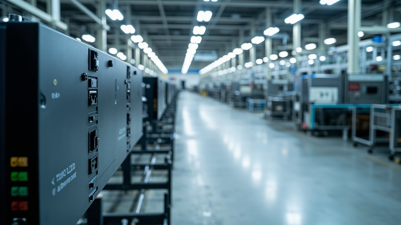 Mitsubishi Electric PLC and drive unit on a factory floor in Mexico, symbolizing advanced industrial automation
