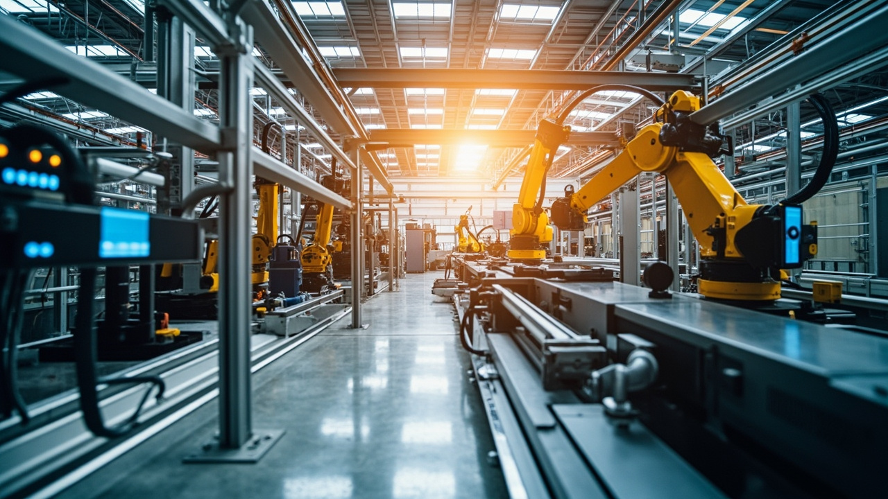 Maquiladora manufacturing facility in Mexico with industrial automation equipment